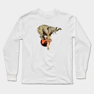 Circus performer with his balancing elephant Long Sleeve T-Shirt